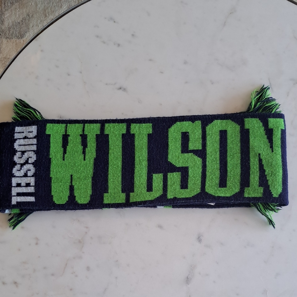 Seahawks Russel Wilson Green and Blue Scarf